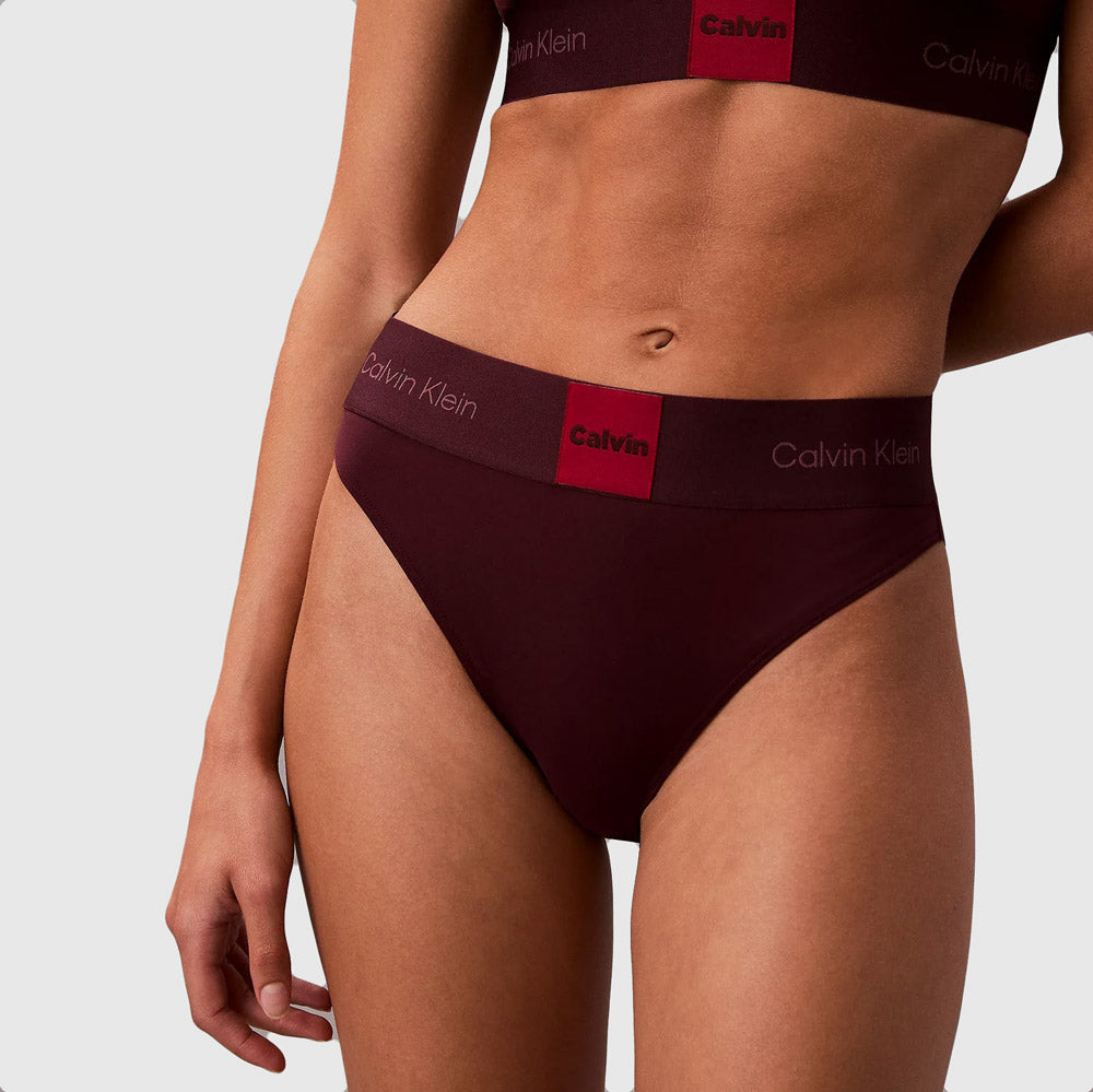 Calvin Klein High Waist Bikini Bottom - Wine |ThirdBaseUrban