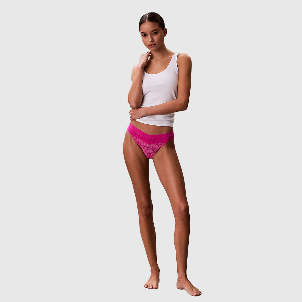 Logo Lace Thong - Magenta