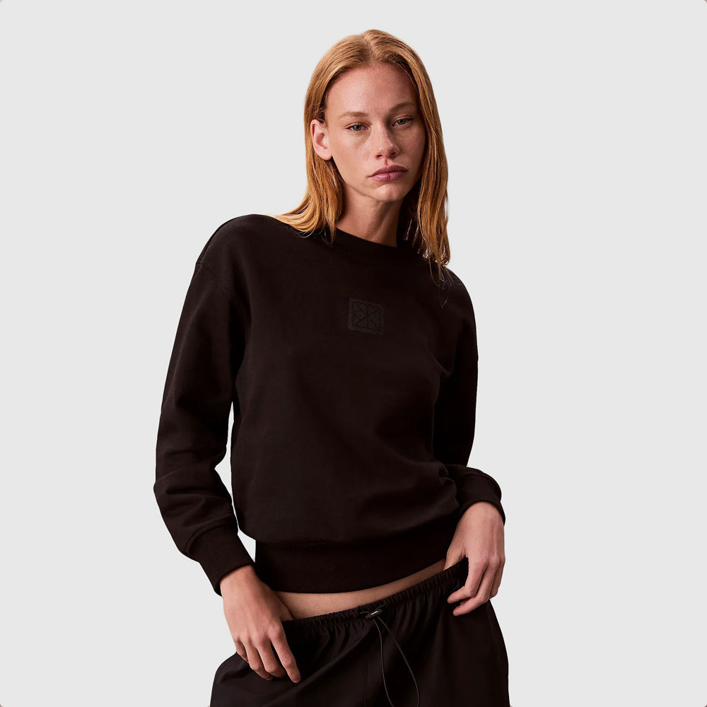 Calvin Klein Premium Terry Emblem Sweater - Black |ThirdBaseUrban