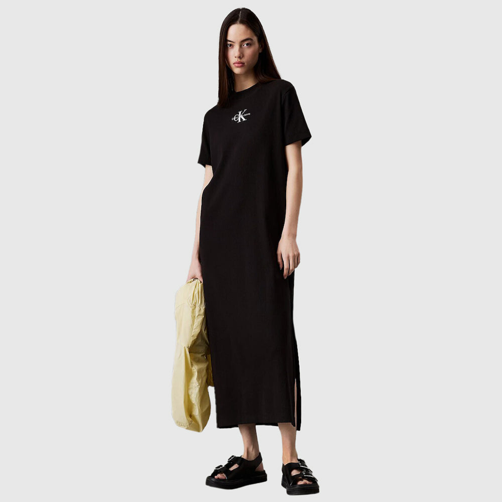 Calvin Klein Monologo T-Shirt Dress - Black |ThirdBaseUrban