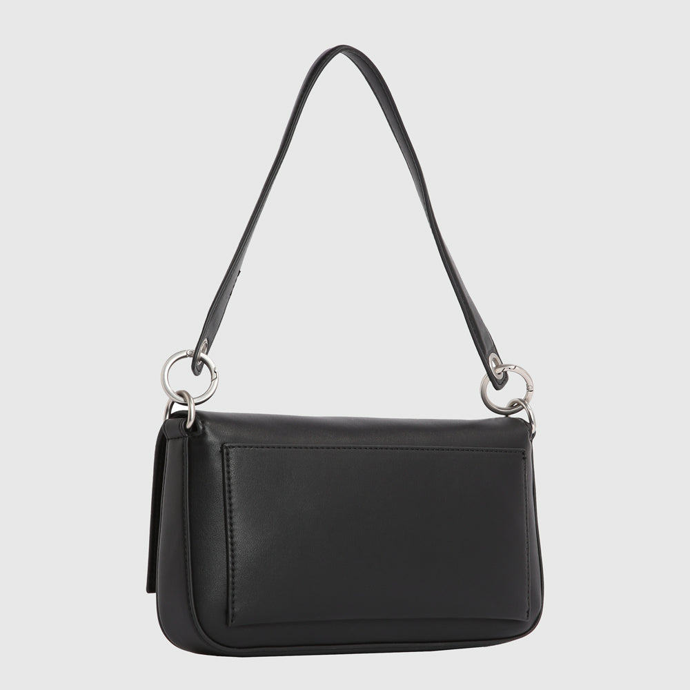 Sculpted Flap Shoulder Pouch - Black
