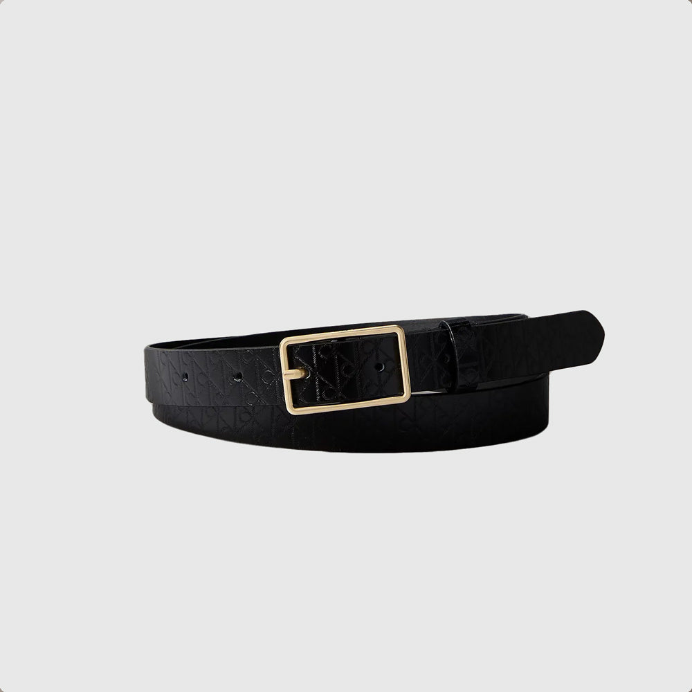 Calvin Klein Square Buckle Aop Strap - Black |ThirdBaseUrban