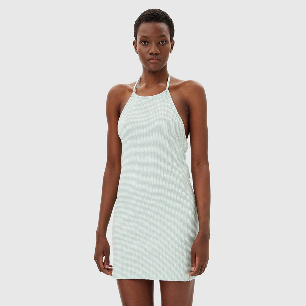 Calvin Klein Waffle Halterneck Dress - Jade |ThirdBaseUrban