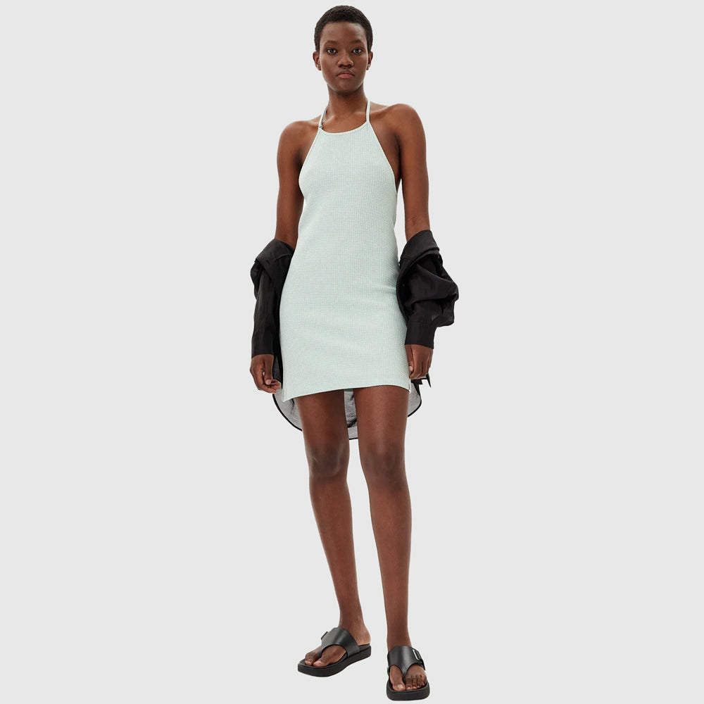 Waffle Halterneck Dress - Jade