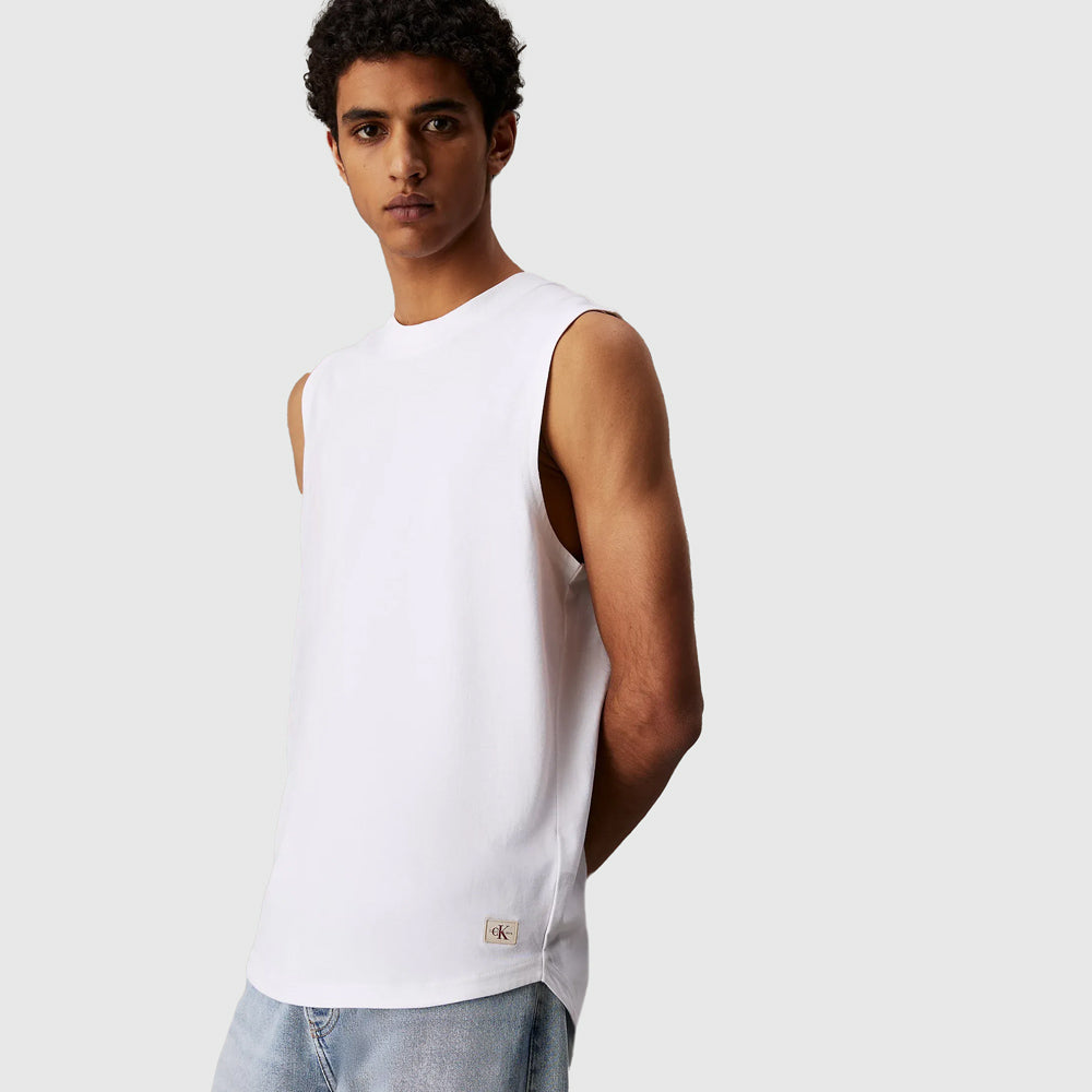 Woven Label Tank Top - White