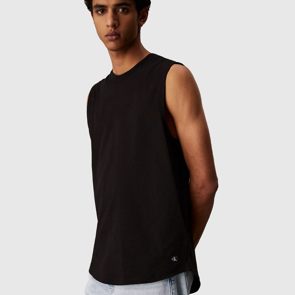 Woven Label Tank Top - Black