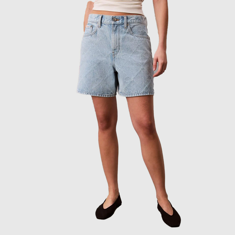 Needle-Punch Denim Shorts - Denim Light