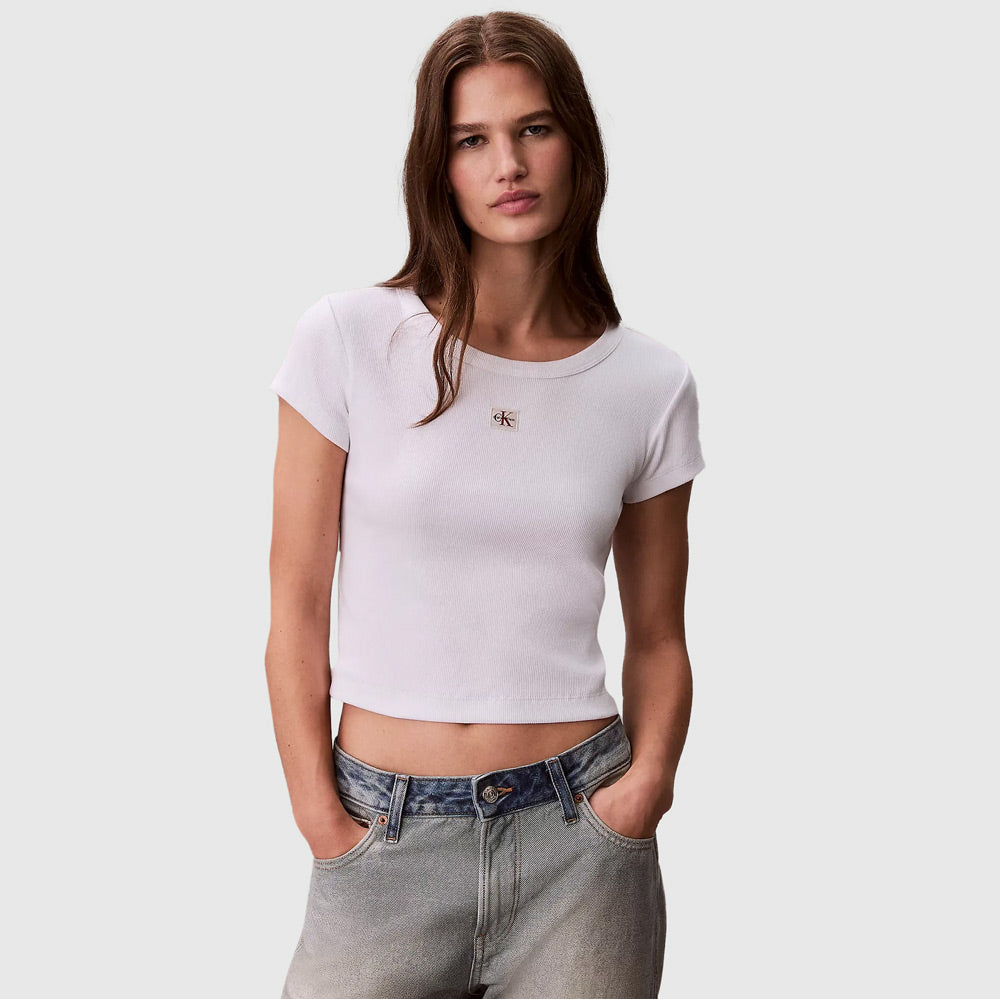 Calvin Klein Rib Baby T-Shirt - White |ThirdBaseUrban