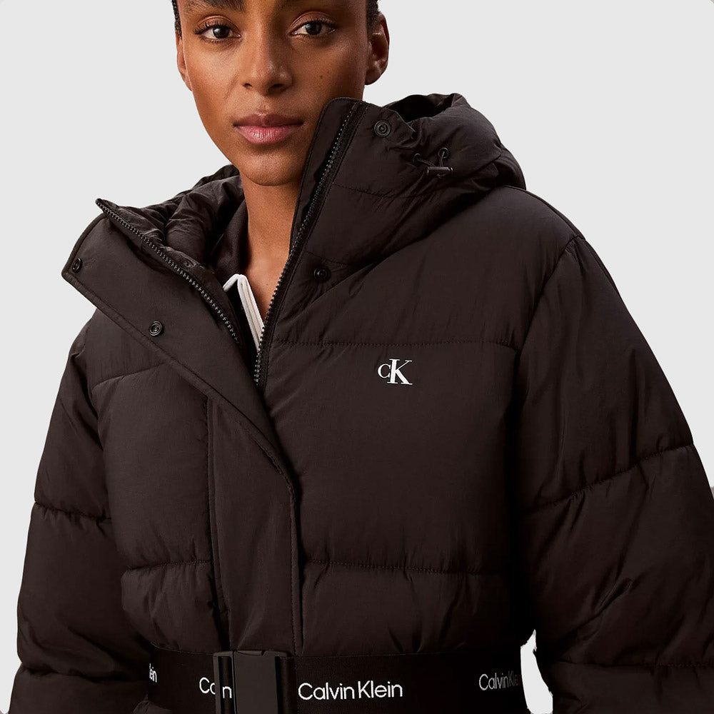 Belted Midweight Puffer - Black