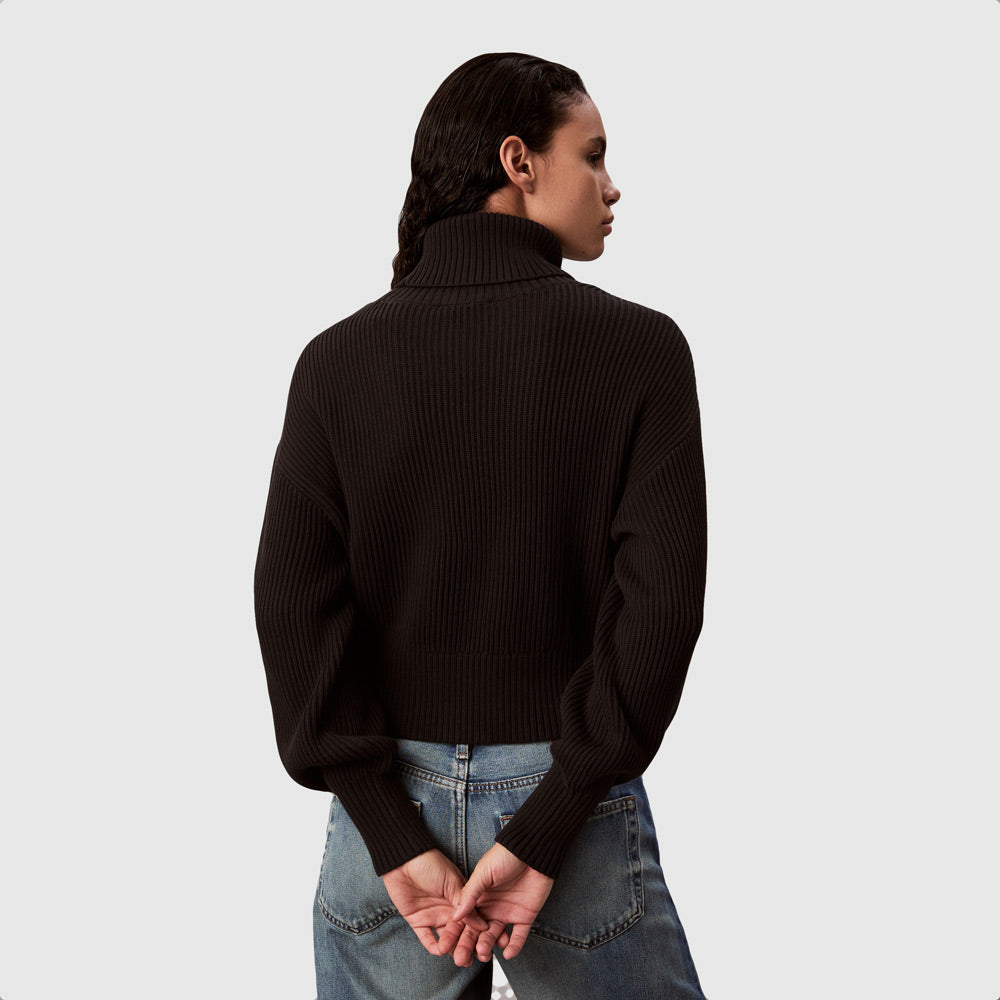 Contrast Ck Loose Sweater - Black