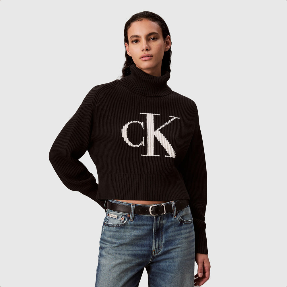 Calvin Klein Contrast Ck Loose Sweater - Black |ThirdBaseUrban