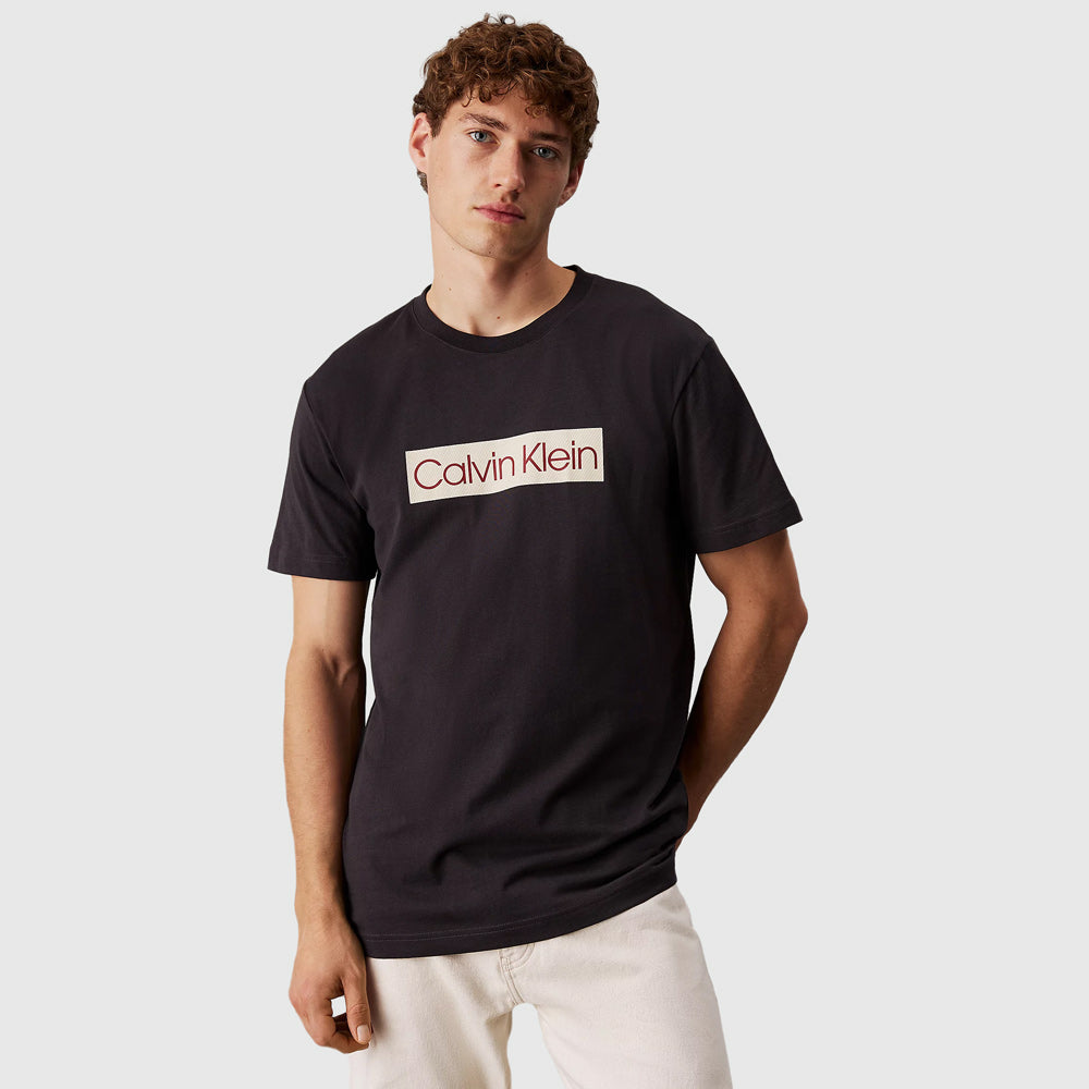 Calvin Klein Label Print T-Shirt - Black |ThirdBaseUrban
