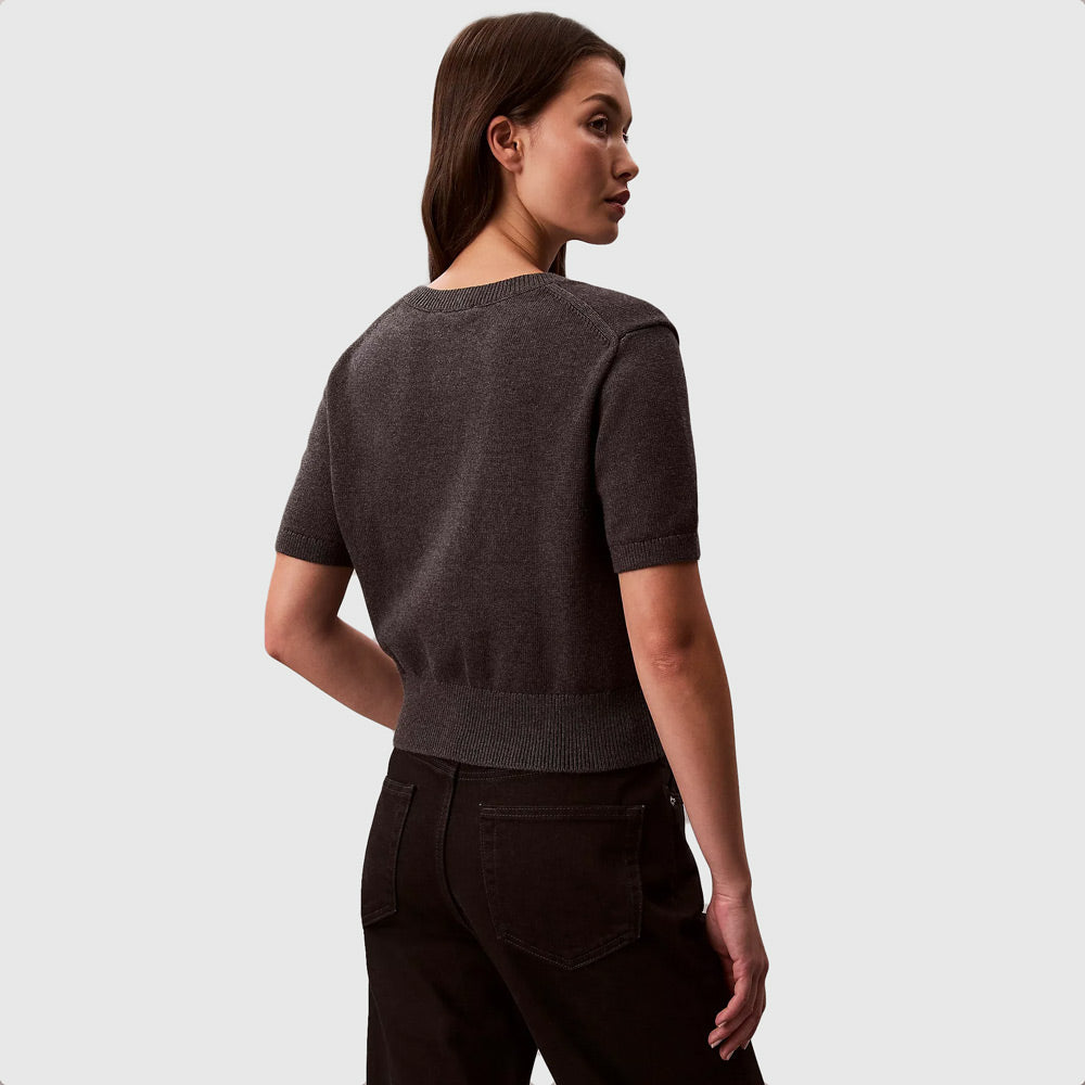 Chunky Cotton Graphic Vest - Charcoal