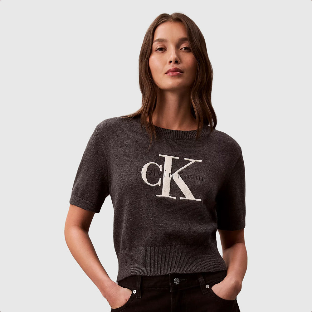 Calvin Klein Chunky Cotton Graphic Vest - Charcoal |ThirdBaseUrban