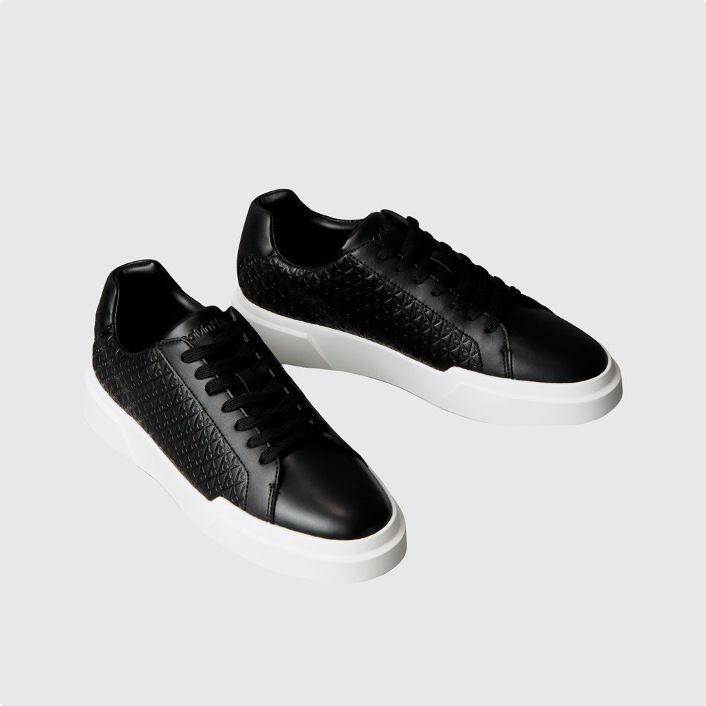 Chunky Cupsole Leather Aop Sneaker - Black