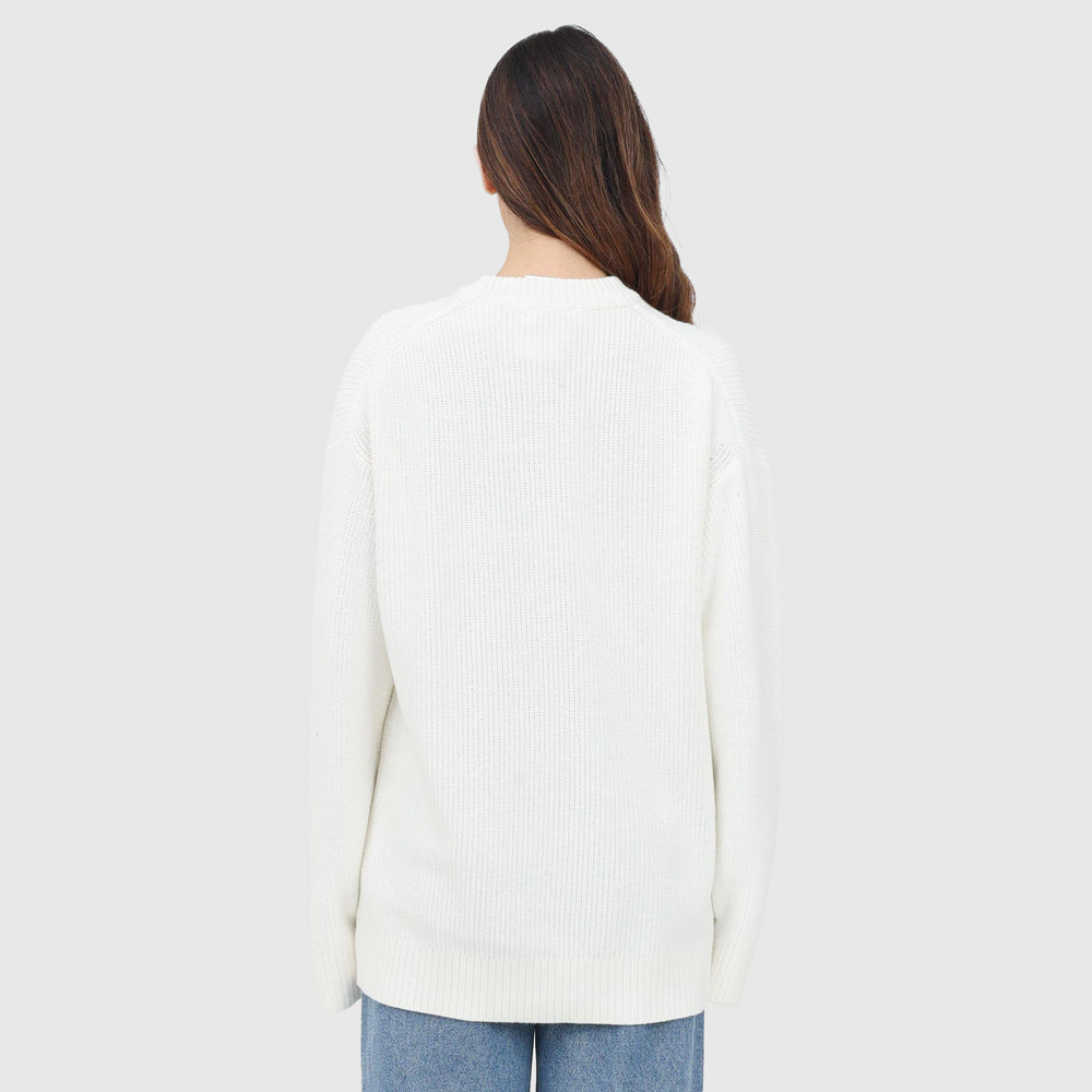 Ck Intarsia High Neck Sweater - Ivory