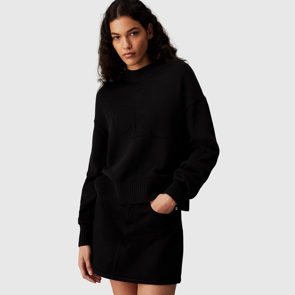 Calvin Klein Ck Intarsia Sweater - Black |ThirdBaseUrban
