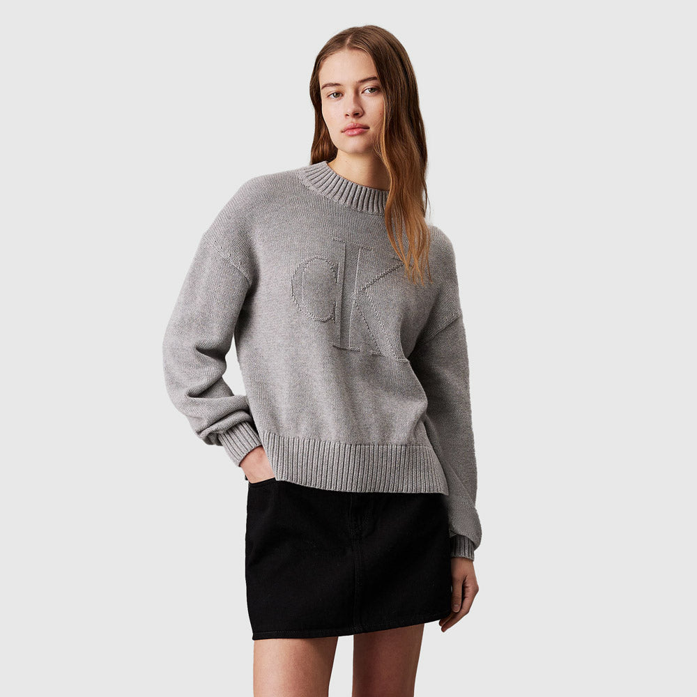 Calvin Klein Ck Intarsia Sweater - Grey Heather |ThirdBaseUrban