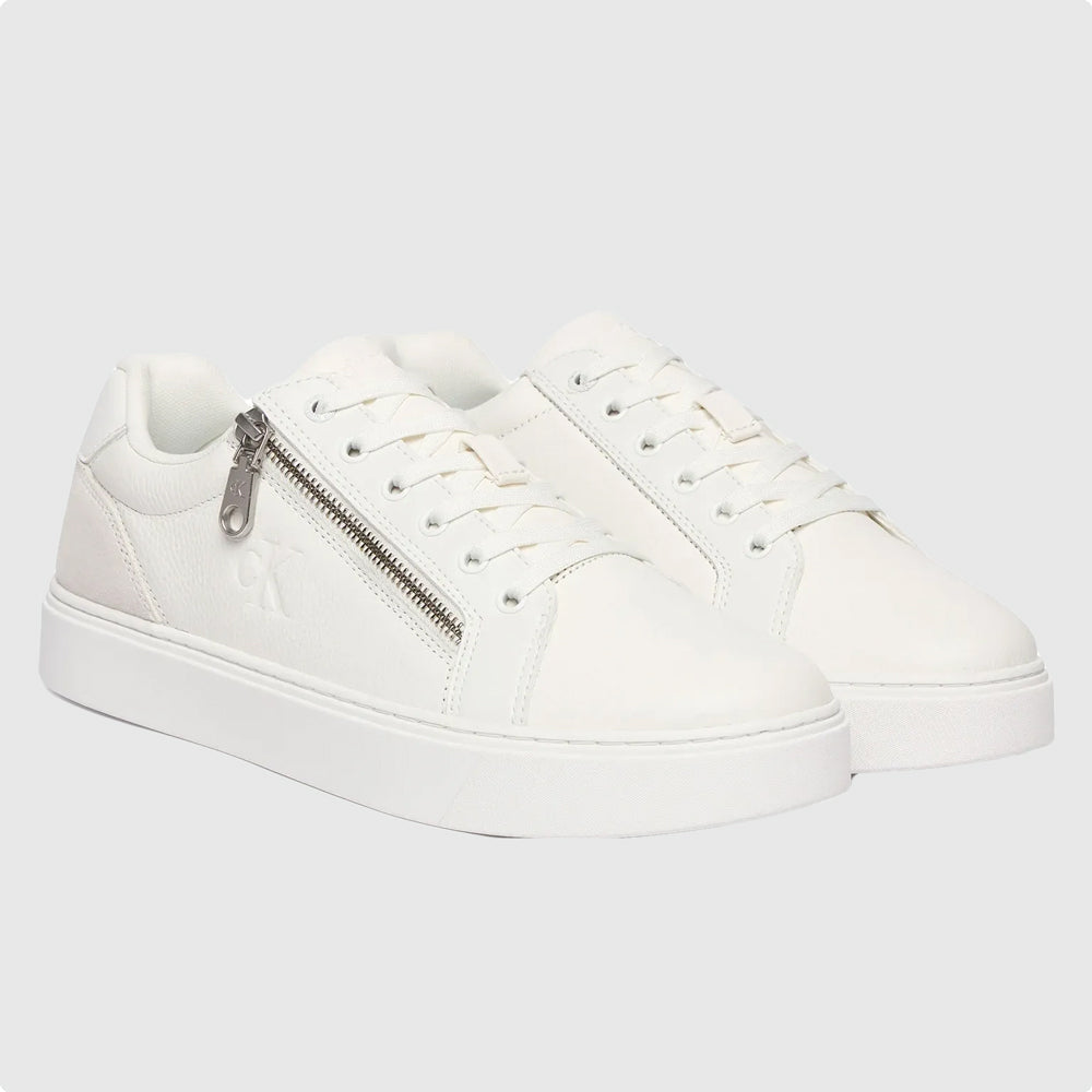 Classic Cup Zip Leather Sneaker - White