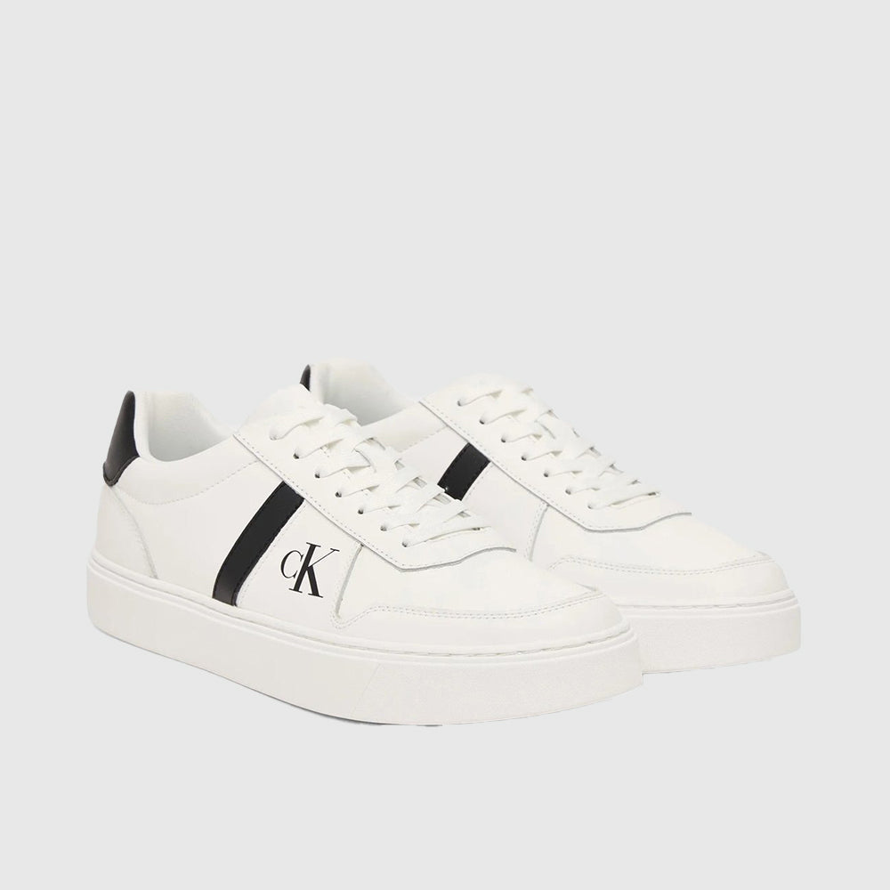 Leather Signature Logo Sneaker - White / Black