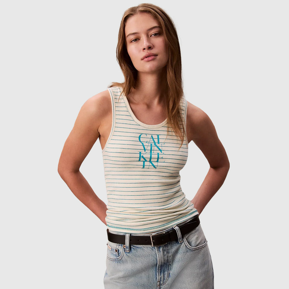 Calvin Klein Cotton Rib Tank - Stripe |ThirdBaseUrban