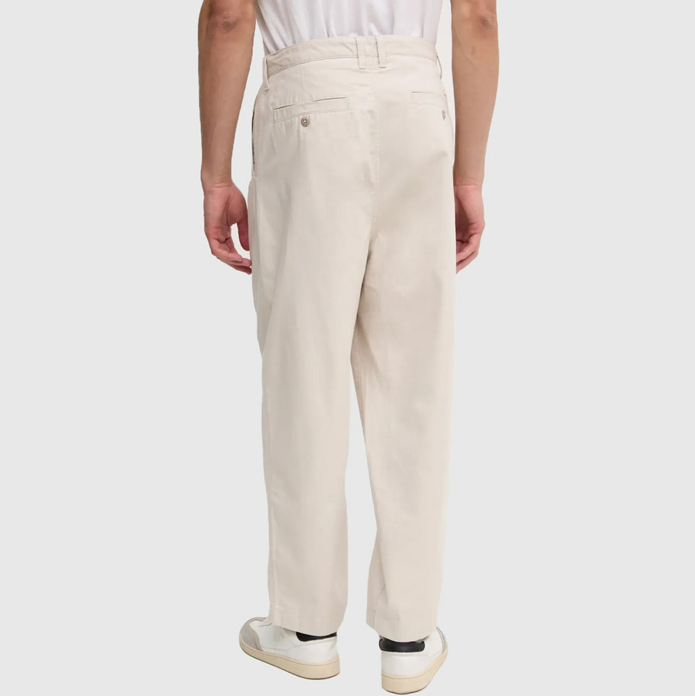 Cropped Pleat Pants - Light Grey