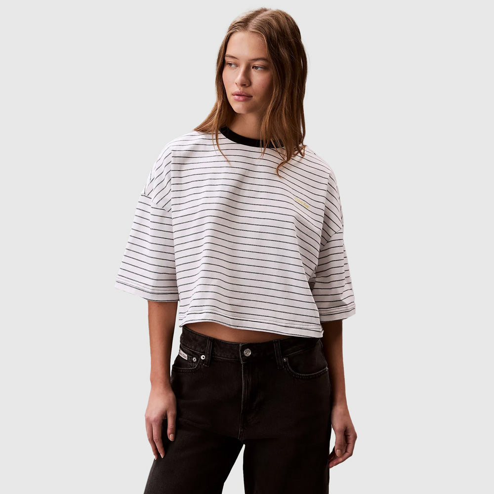 Calvin Klein Cropped Boxy T-Shirt - Stripe |ThirdBaseUrban