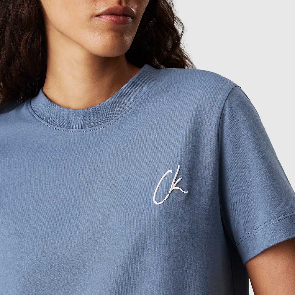 Embroidered Ck Regular T-Shirt - Blue*