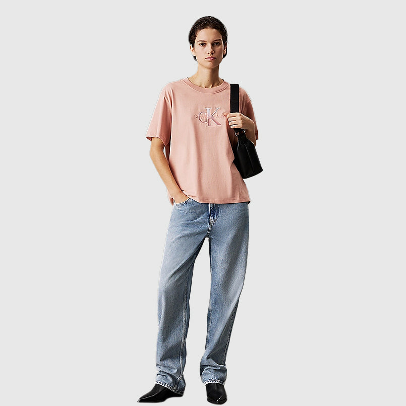 Embroidered Monologo T-Shirt - Blush
