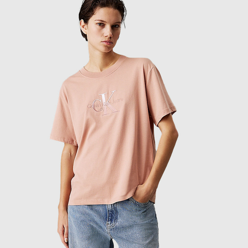 Calvin Klein Embroidered Monologo T-Shirt - Blush |ThirdBaseUrban