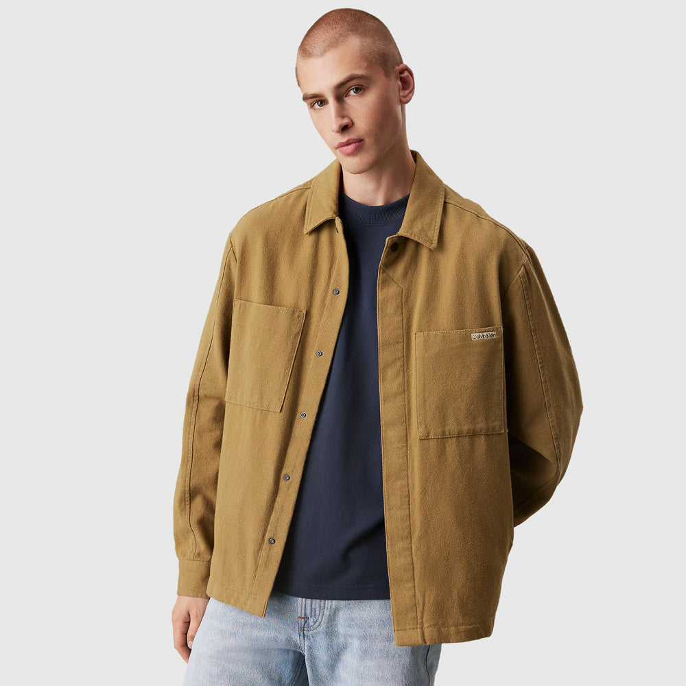 Calvin Klein Flannel Overshirt - Gothic Olive |ThirdBaseUrban