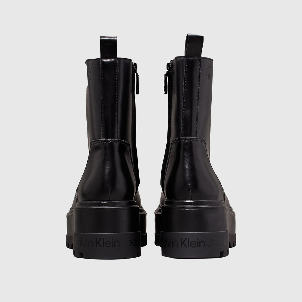 Flatform Lace Up Boot - Black
