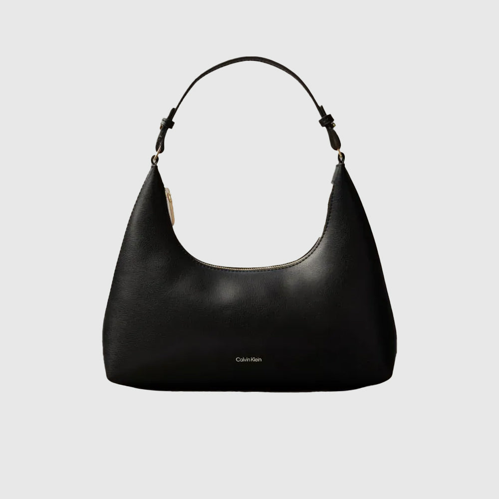 Embossed Logo Shoulder Bag - Black