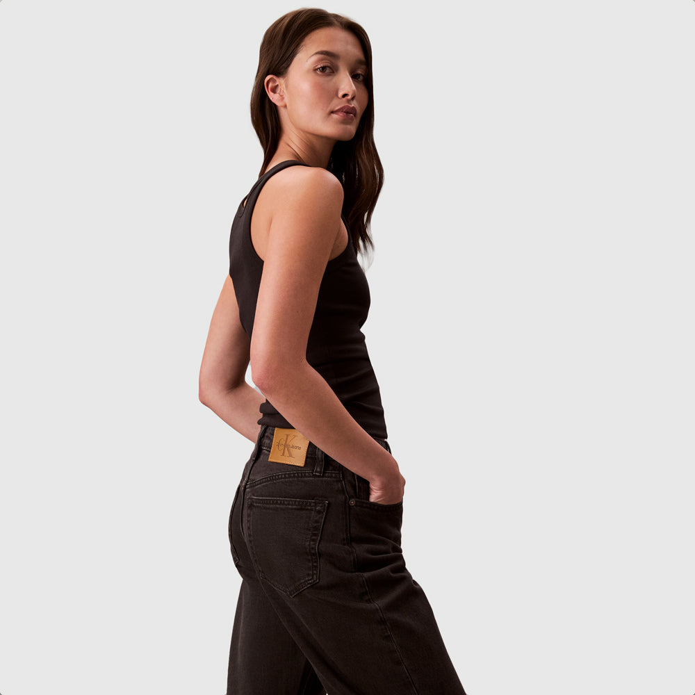 High Rise Straight Essential Jeans - Denim Black