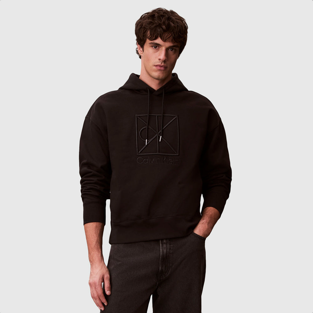 Calvin Klein Terry Ck Emblem Hoodie - Black |ThirdBaseUrban