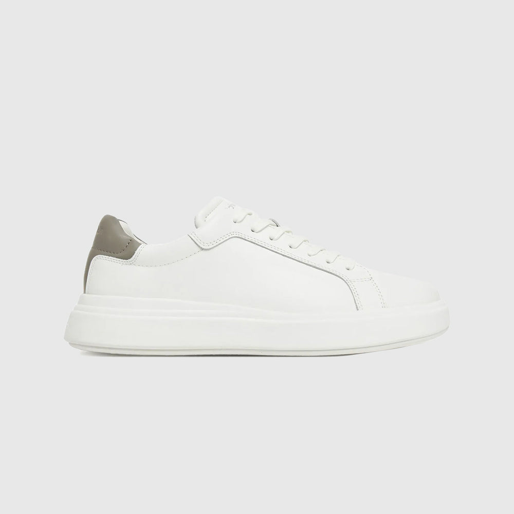 Calvin Klein Low Top Leather Lace Up Sneaker - White |ThirdBaseUrban
