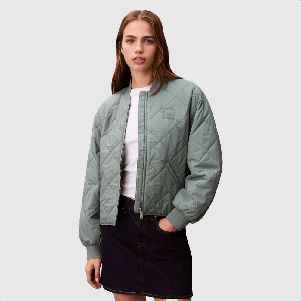 Calvin Klein Quilted Bomber Jacket - Green |ThirdBaseUrban