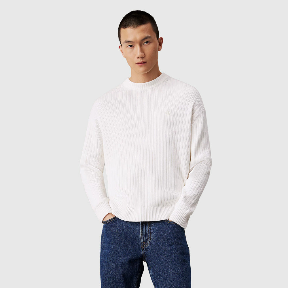 Calvin Klein Linear Sweater - Offwhite |ThirdBaseUrban