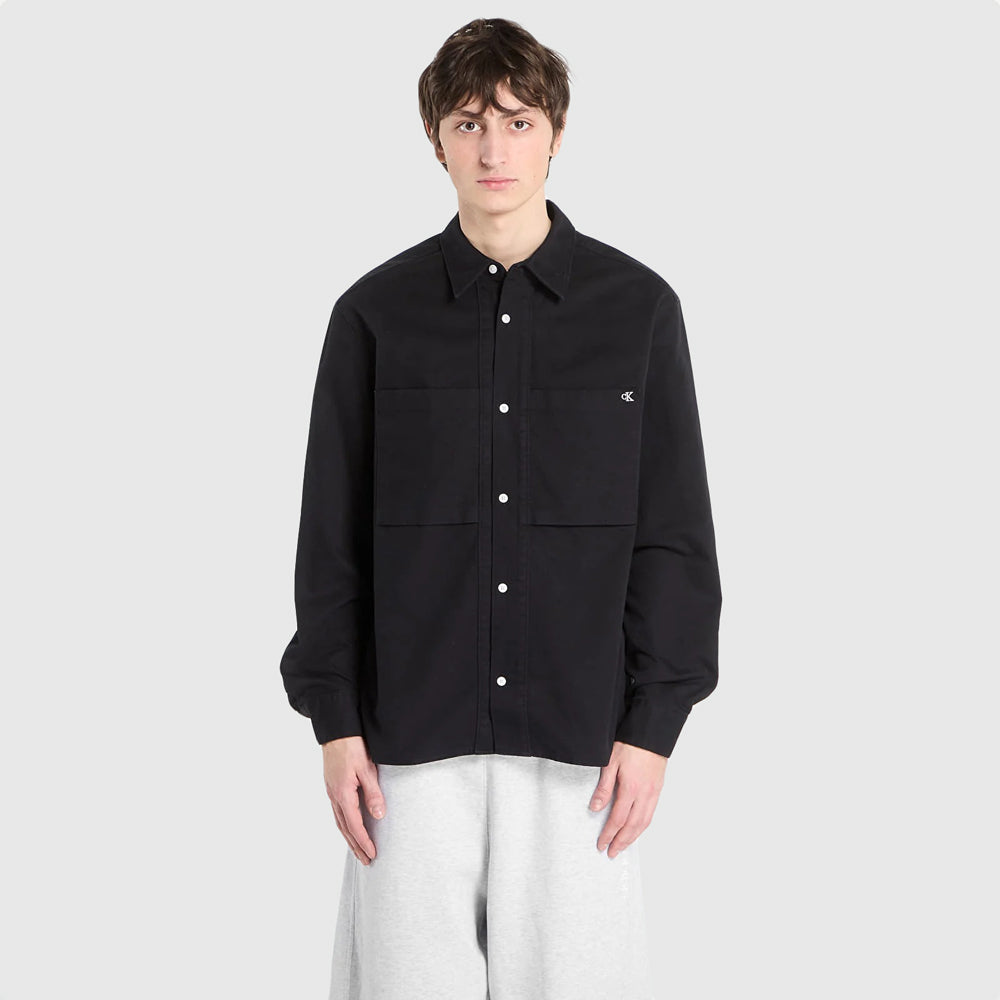 Calvin Klein Cotton Relaxed Overshirt - Black |ThirdBaseUrban