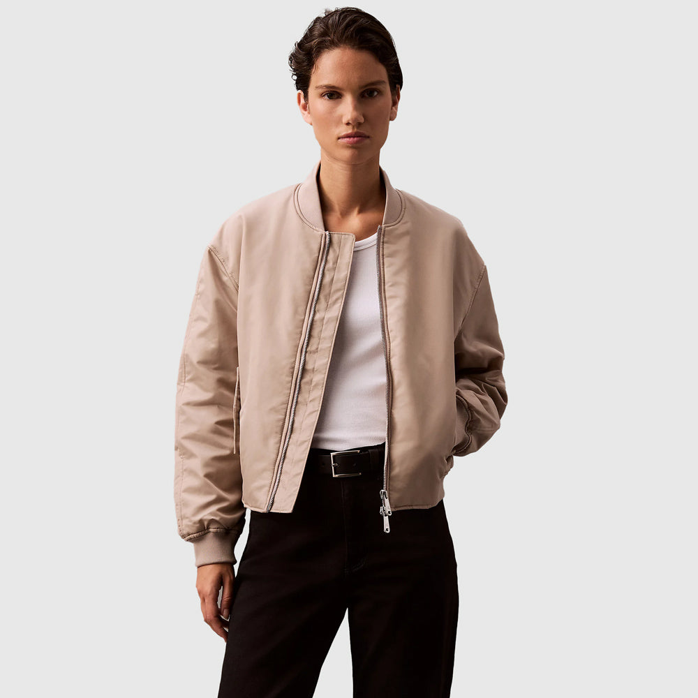 Calvin Klein Filled Nylon Bomber - Brown |ThirdBaseUrban
