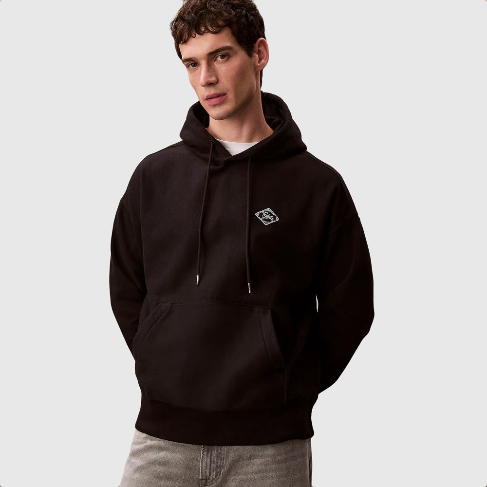 Calvin Klein Premium Fleece Matchbox Hoodie - Black |ThirdBaseUrban