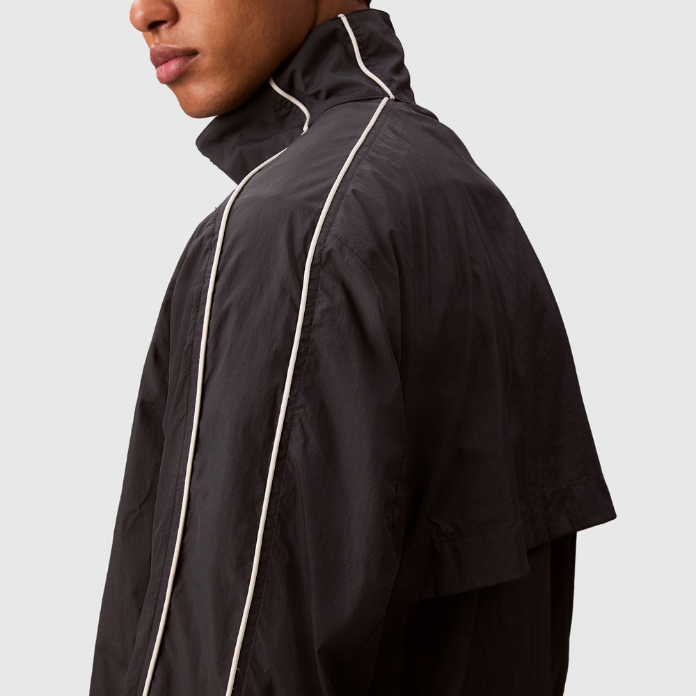 Crinkle Collar Track Jacket - Black