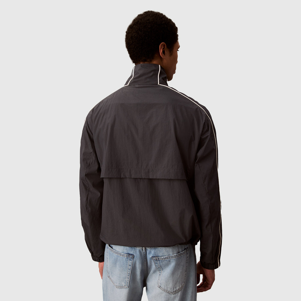Crinkle Collar Track Jacket - Black