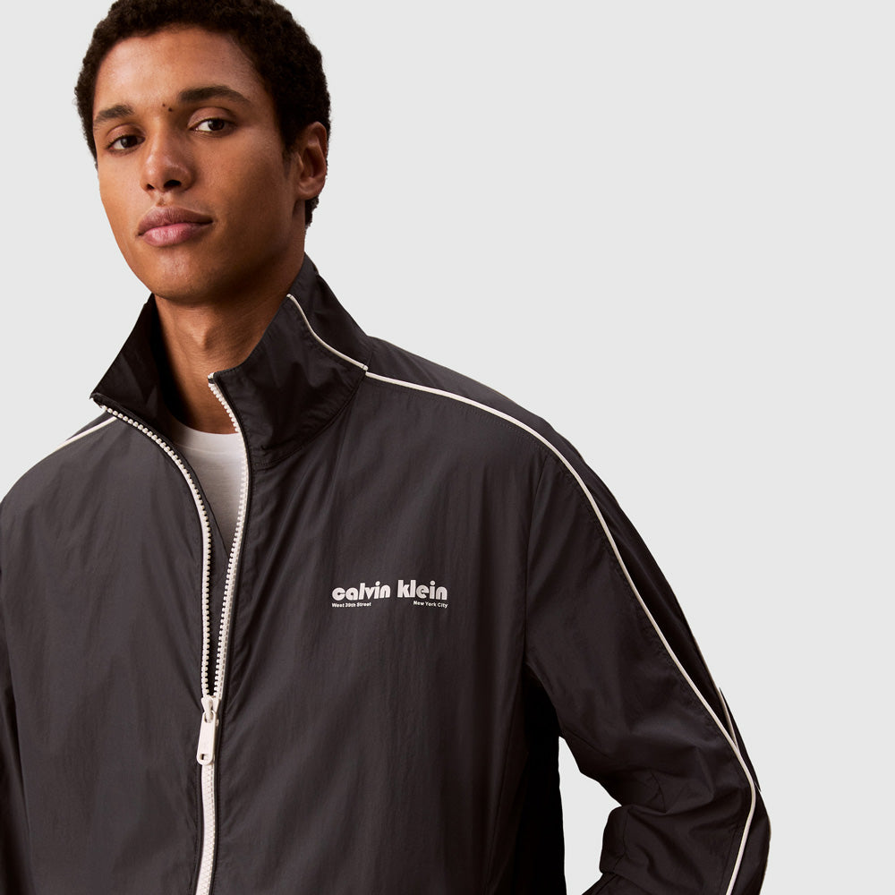 Crinkle Collar Track Jacket - Black