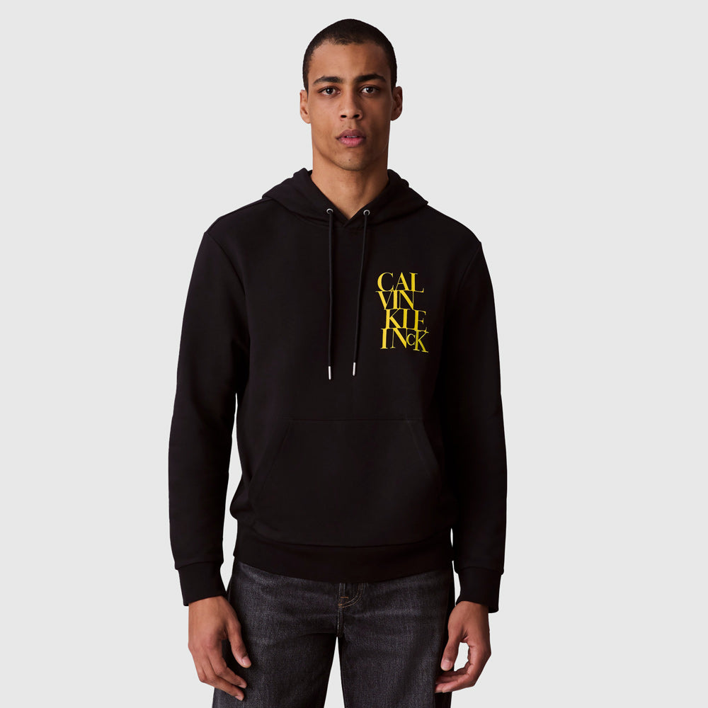Calvin Klein Terry Calvin Stack Hoodie - Black |ThirdBaseUrban