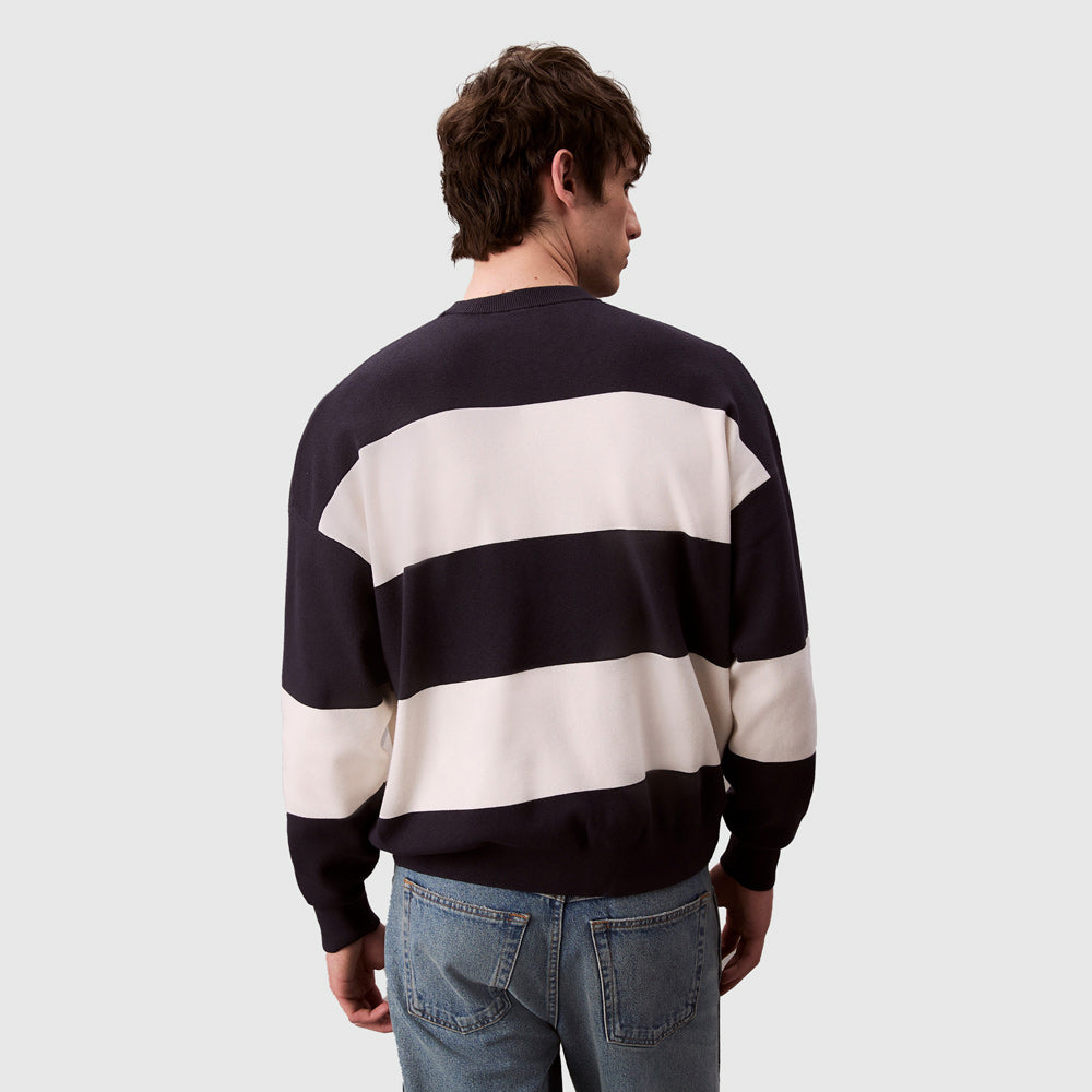 Striped Snowy Sweater - Navy