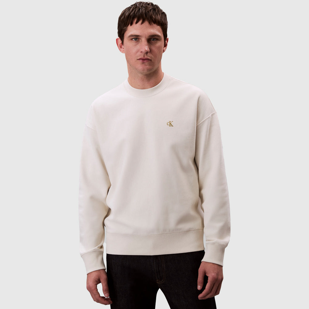 Calvin Klein Terry Monogram Sweatshirt - Offwhite |ThirdBaseUrban