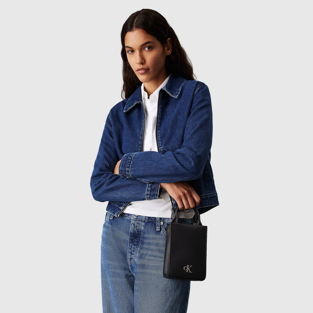 Calvin Klein Minimal Monogram Tote Bag - Black |ThirdBaseUrban