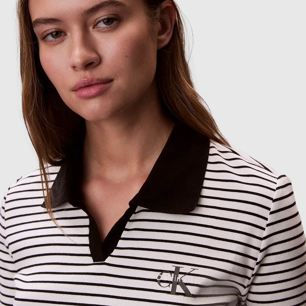 Slim Ribbed Stripe Polo Shirt - Stipe