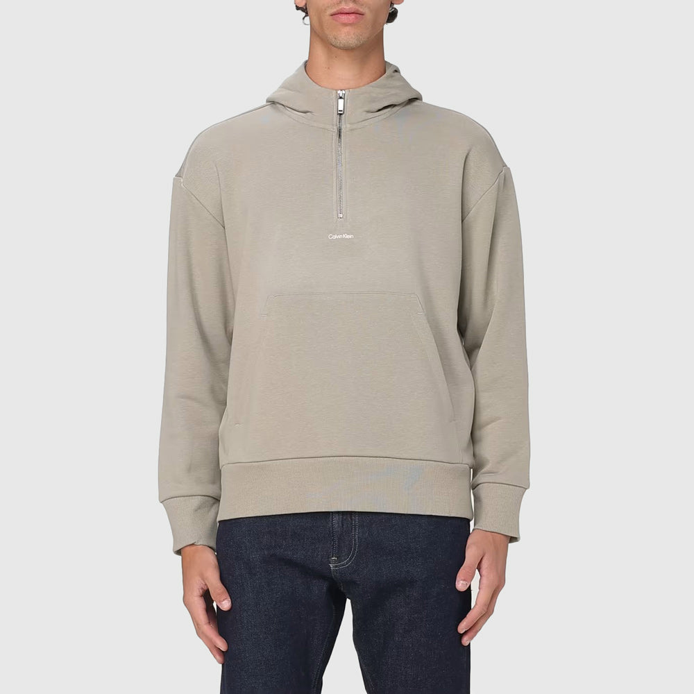 Calvin Klein Nano Logo Zip Hoodie - Khaki |ThirdBaseUrban